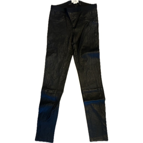 Helmut Lang Lamb Leather Skinny Legging Pant | Black |Size 0 - Picture 2 of 8